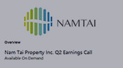 Nam Tai Property Inc. Q2 2021 Earnings Conference Call